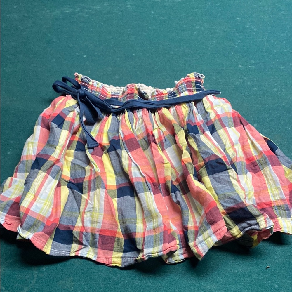 Colorful Plaid Skirt with Bow
